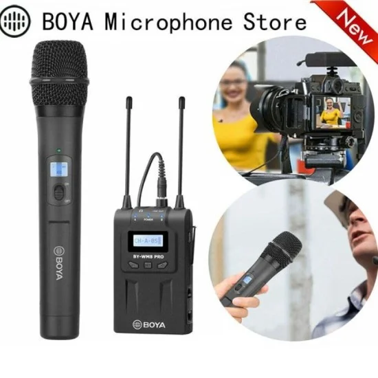 BOYA UHF Wireless Mic with 1Receiver and 1Handheld Microphone - Black